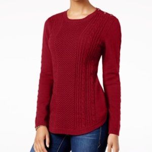 Charter Club Core Cotton Sweater Top Buttons Shoul